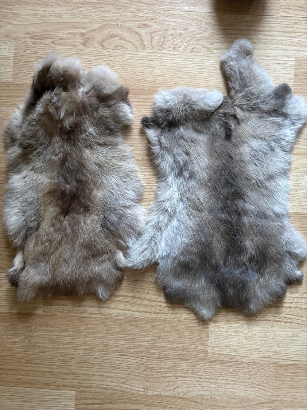 B0205 Natural Brown-Taupe Rabbit Fur Pelts - Pair